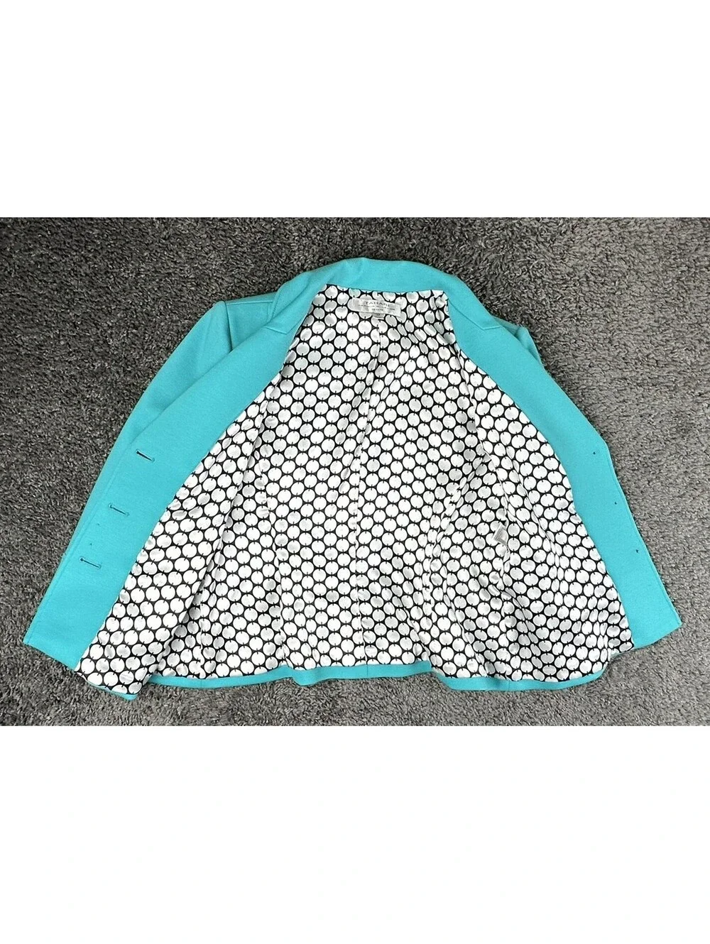 Tahari Arthur S Levine Skirt Suit Set Womens 12P Teal Blue Blazer Black Belt 3pc